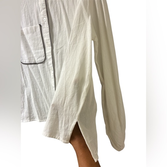 Commense White Cotton & Linen Contrast Trim Shirt. Size Medium. NWT - Picture 4 of 15